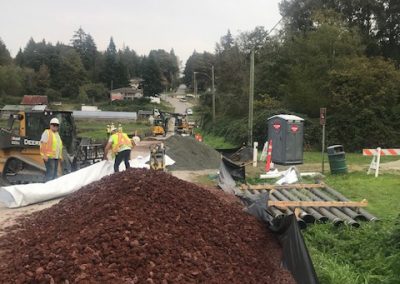 construction of road with lightweight fill in burnaby
